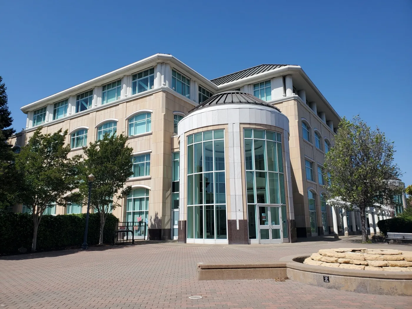 Hayward City Hall, a modern glass and stone civic building in downtown Hayward, California