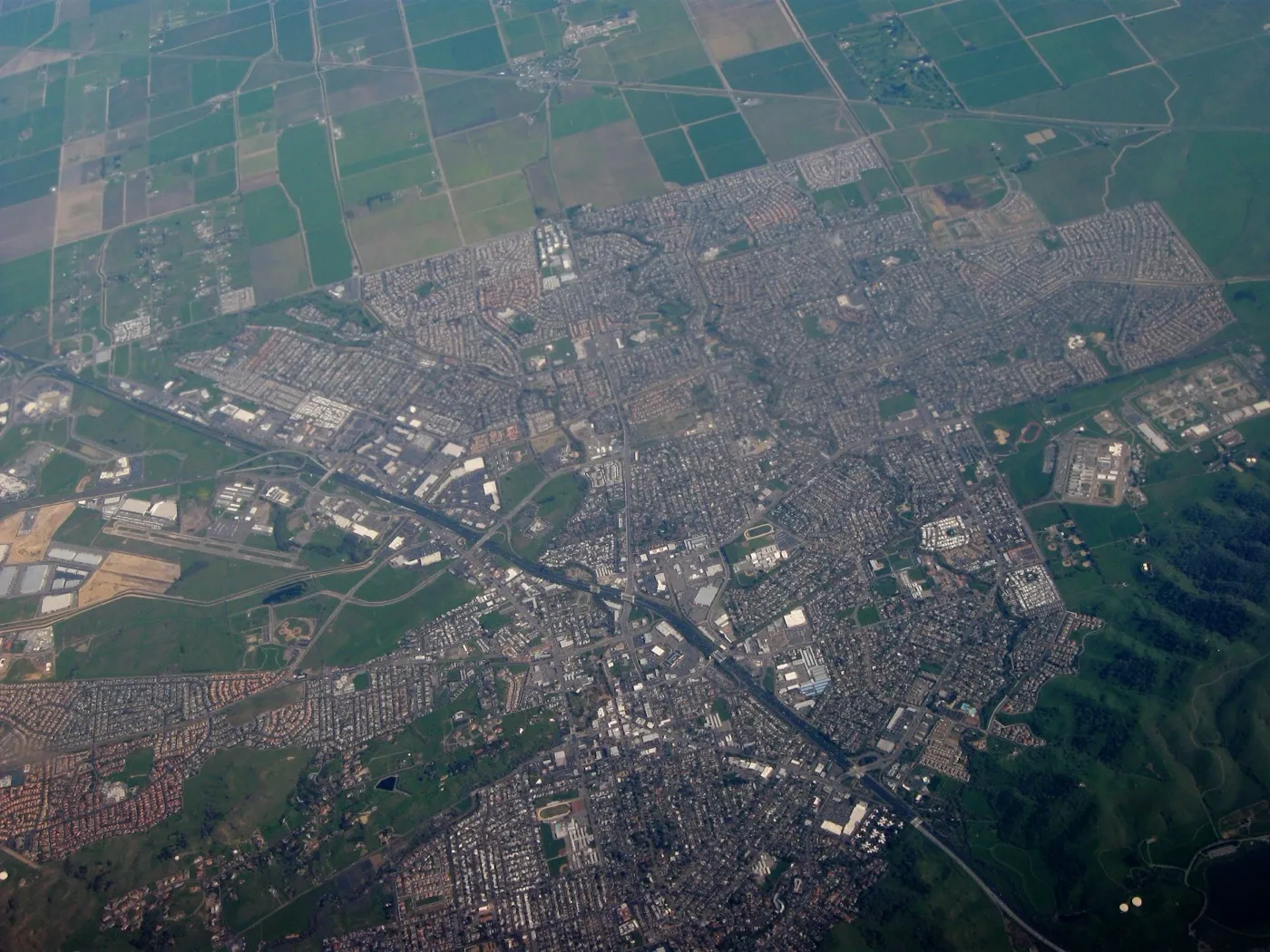 Вид с воздуха на Vacaville, California