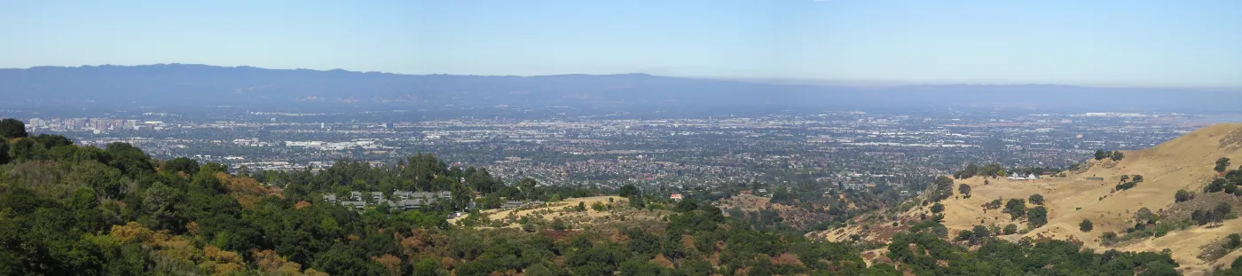 Panoramic view over Silicon Valley and the Santa Clara Valley from the Alum Rock foothills