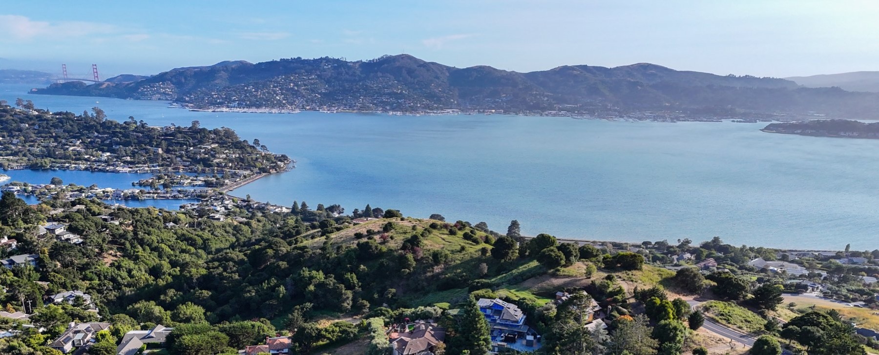 San Francisco Bay and the Golden Gate seen from the Tiburon peninsula hillside